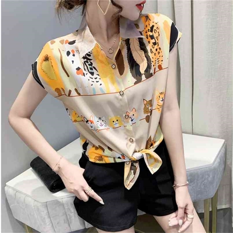 Summer Animal paradise Printted Short Sleeve Women's Blouse Single-breasted Lapel All-macth OL Work wear Shirt Blusa Mujer 210602, Gray
Summer Animal paradise Printted Short Sleeve Women's Blouse Single-breasted Lapel All-macth OL Work wear Shirt Blusa Mujer 210602, Gray