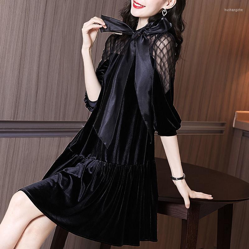 Casual Dresses Autumn And Winter Fried Street Design Break Large Size Mm Cover Belly Dimensional Thin Bow A Word Gold Velvet DressCasual, Black
Casual Dresses Autumn And Winter Fried Street Design Break Large Size Mm Cover Belly Dimensional Thin Bow A Word Gold Velvet DressCasual, Black