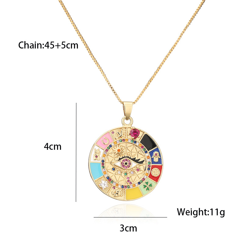 New Arrival Rainbow Color Enameled Evil Eye Pendant Necklace for Gift