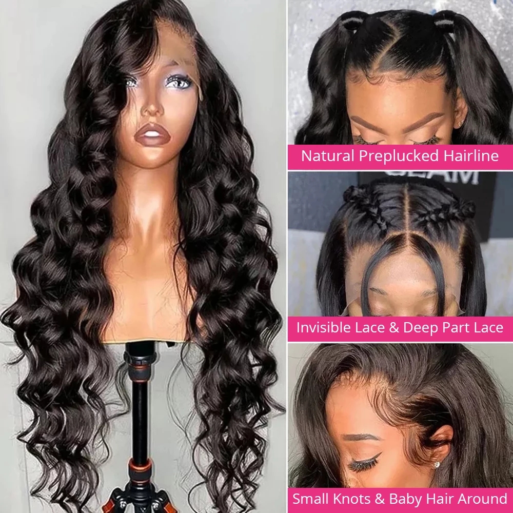 Brazilian Loose wavy Lace Front Human Hair Wigs For Women 13x4 HD Transparent invisible 4x4 Lace Closure deep Wave Wig 150%density Diva2