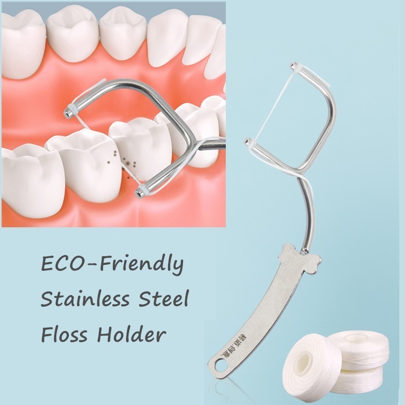 Stainless Steel Toothpick Dental Floss Reusable For Flossing Holder Portable ECO-friendly Teeth Cleaning Tools 220708