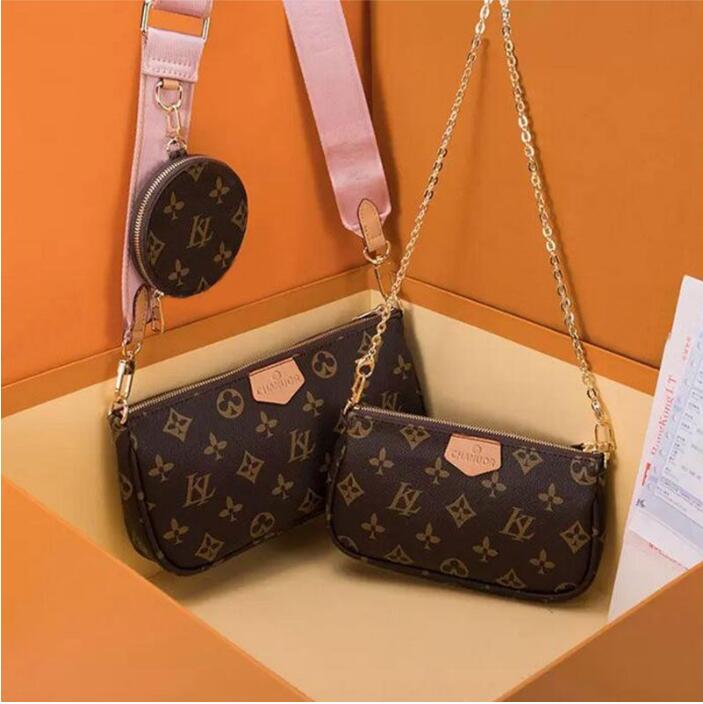 old flower Three piece set Shoulder bag Women favorite mini pochette bag 3 pieces accessories crossbody bag shoulder bags m44823 oxidizing leather purses multi 223