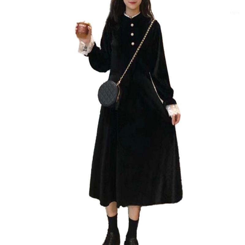 Women's Spring Autumn Velvet Dress Button Flare Sleeve Lace Patchwork Casual 3360 Dresses, Black
Women's Spring Autumn Velvet Dress Button Flare Sleeve Lace Patchwork Casual 3360 Dresses, Black