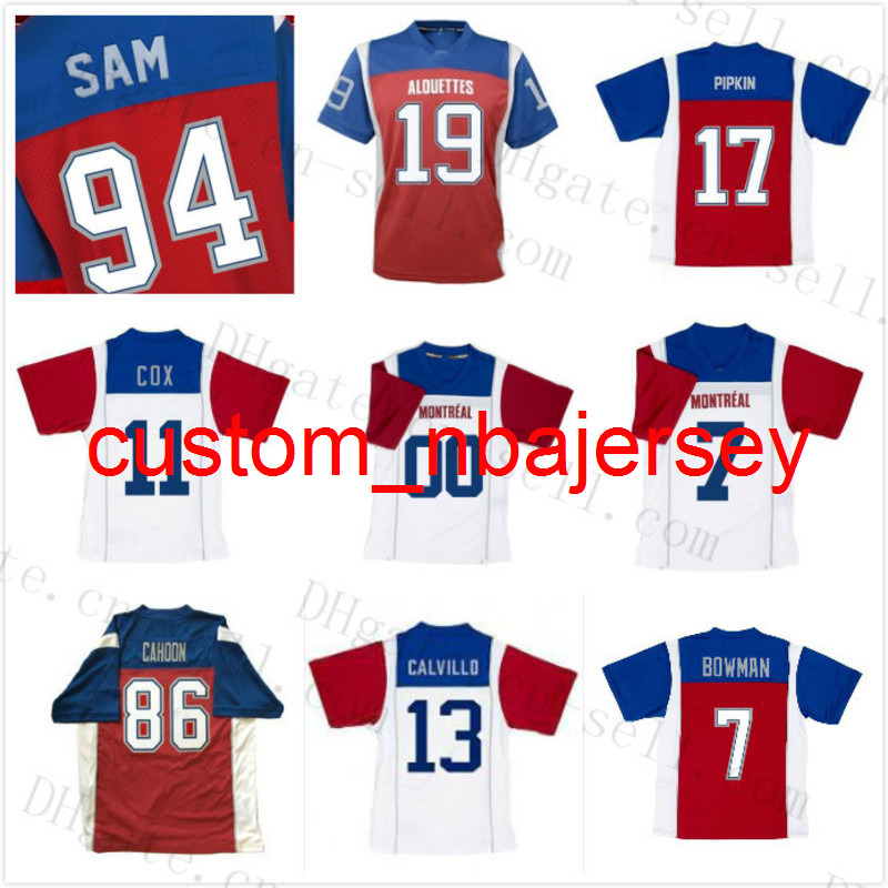 2020 Montreal Alouettes 2 Johnny Manziel 7 Bowman 13 Anthony Calvillo 86 Ben Cahoon 17 Pipkin Mens Womens Youth White Red Football Jerseys, #86 red