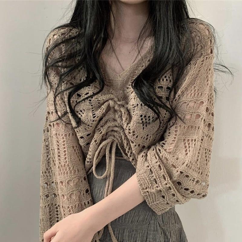 Women's Sweaters Korean Chic French Sweater Gentle Drawstring Pleated V-neck Design Sense Long Sleeve Hollow Out Top Perf22, Picture color
Women's Sweaters Korean Chic French Sweater Gentle Drawstring Pleated V-neck Design Sense Long Sleeve Hollow Out Top Perf22, Picture color