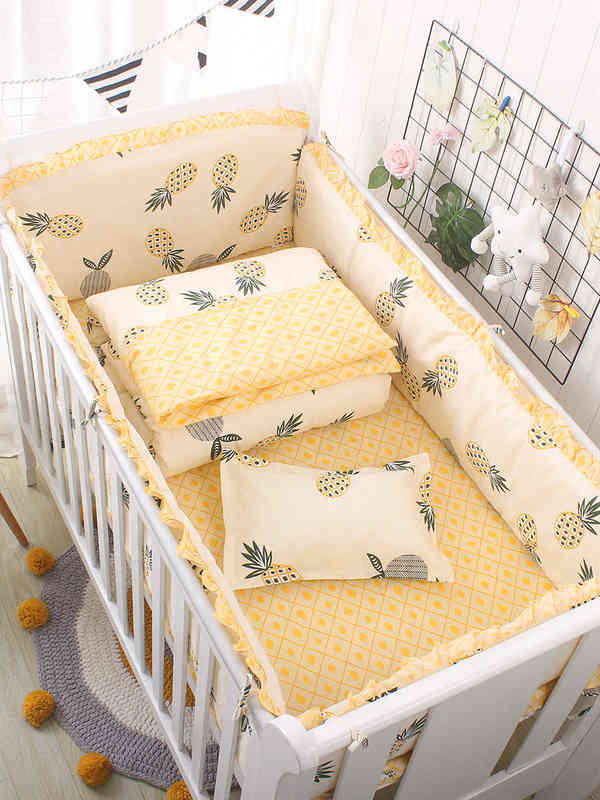 6pcs/set Blue Universe Design Crib Bedding Set Cotton Toddler Baby Bed Linens Include Baby Cot Bumpers Bed Sheet Pillowcase AA220326