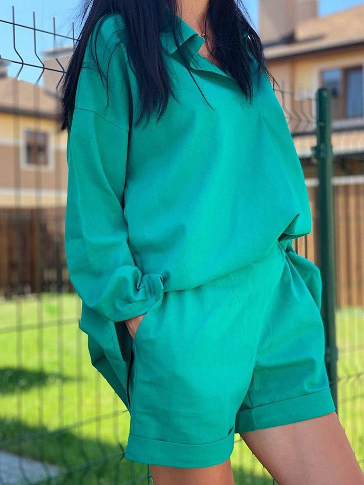 Casual Womem Summer Tracksuit Shorts Two Piece Set Lounge Wear Short Sleeve Shirt Tops And Mini Shorts Suit Female Homewear 220602