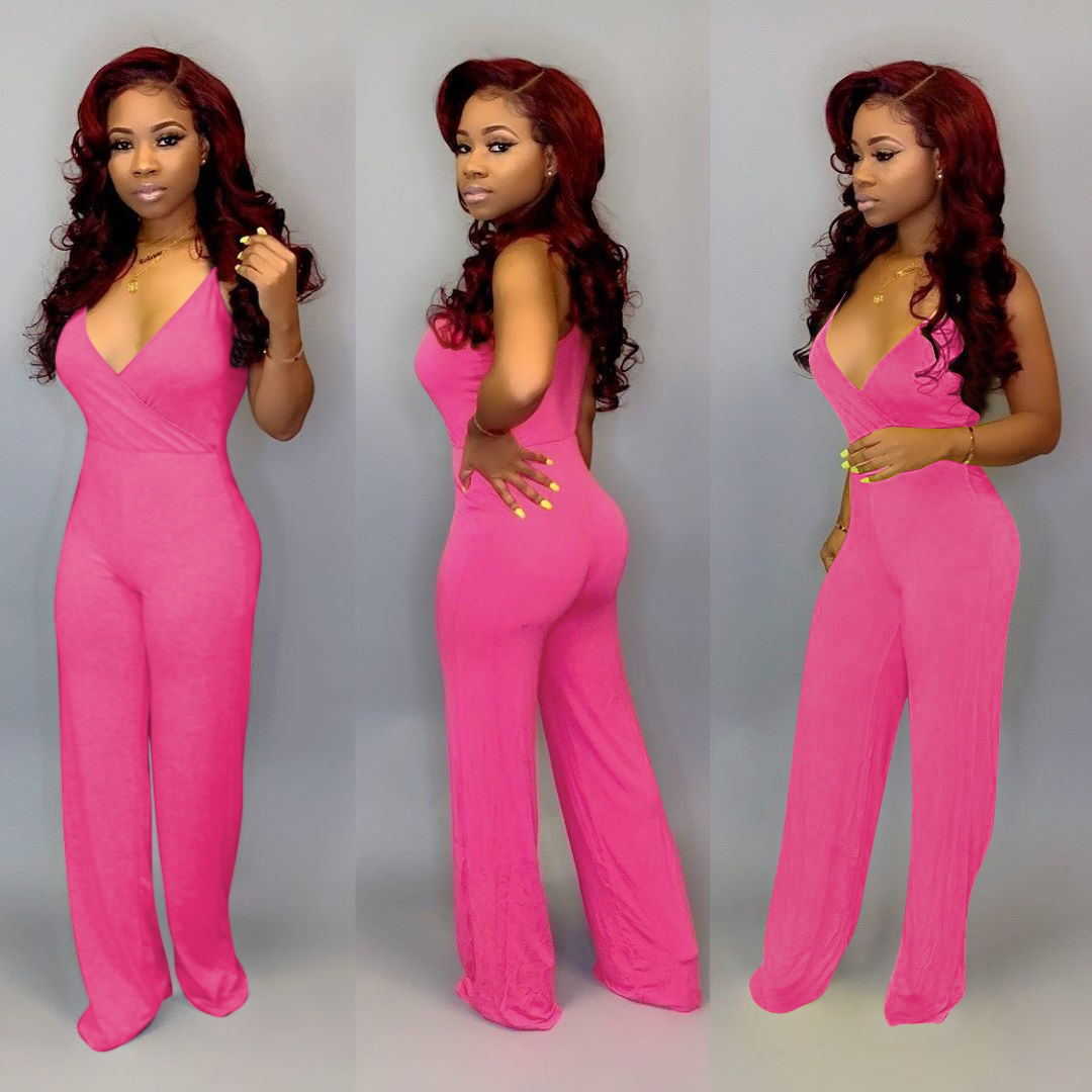 women's 2023 new solid color sexy suspender bodycon Jumpsuit pants jumpsuits rompers black clothes