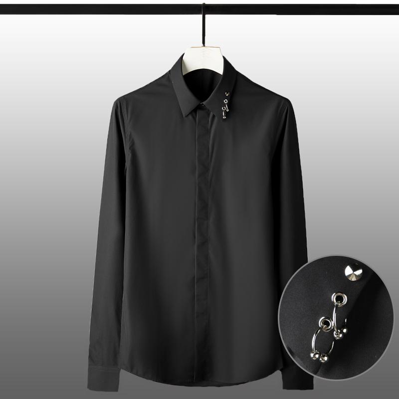 Men's Casual Shirts Minglu Solid Color Mens Luxury Metal Decoration Long Sleeve Dress Fashion Slim Fit Male Plus Size 4XLMen's, White
Men's Casual Shirts Minglu Solid Color Mens Luxury Metal Decoration Long Sleeve Dress Fashion Slim Fit Male Plus Size 4XLMen's, White