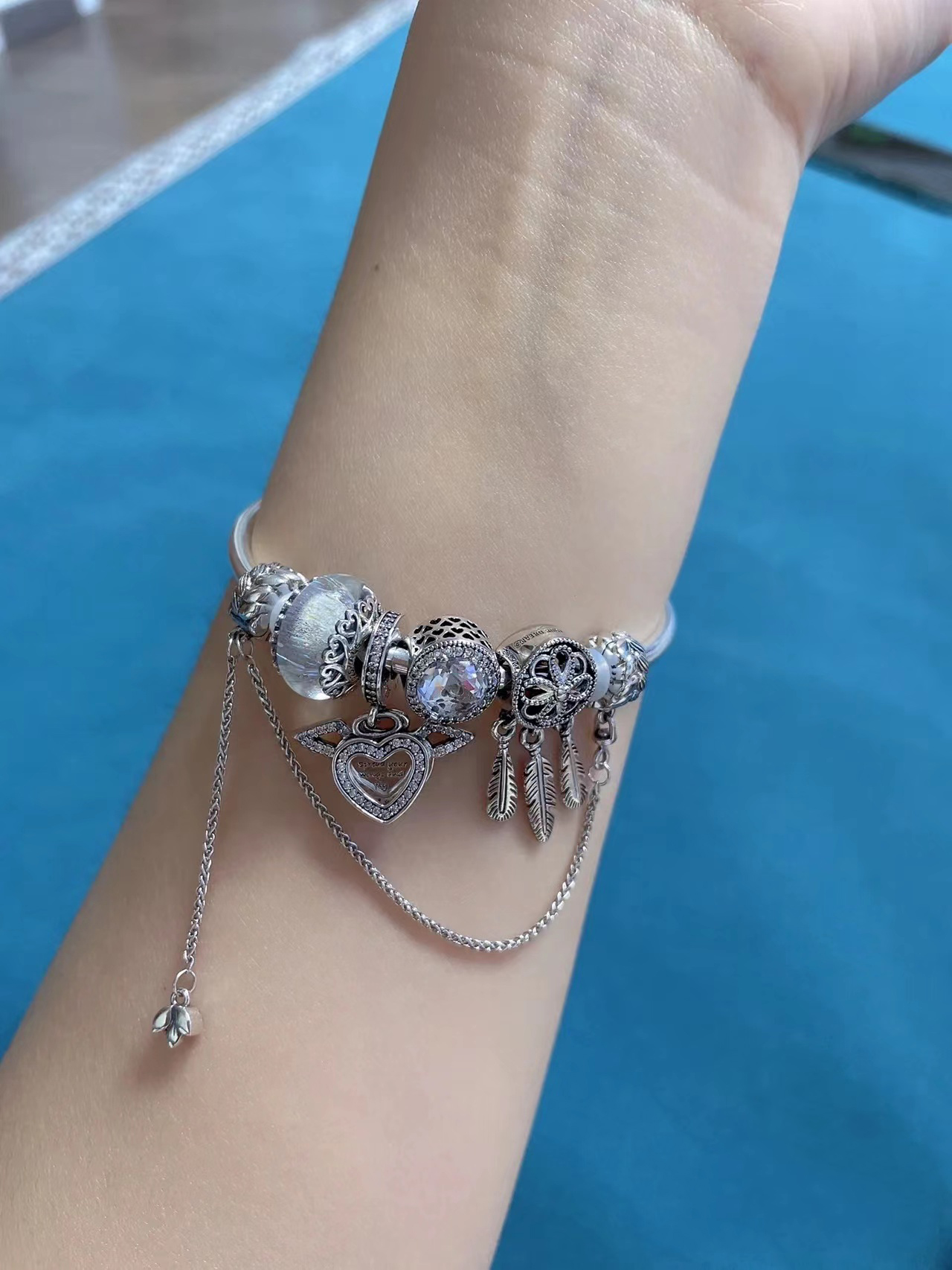 New 925 Sterling Silver Mothers Day Mom Heart Lock Pendant Diy Fine Beads Fit Charms JeFlowerly Bracelet Gift Accessories