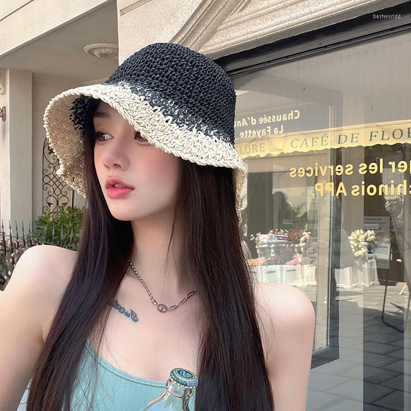 Wide Brim Hats Women's Summer Bucket Folding With Splicing Straw Hat Panamas UV Protection Sun Visor Seaside Beach Tide HatsWide, 04
Wide Brim Hats Women's Summer Bucket Folding With Splicing Straw Hat Panamas UV Protection Sun Visor Seaside Beach Tide HatsWide, 04