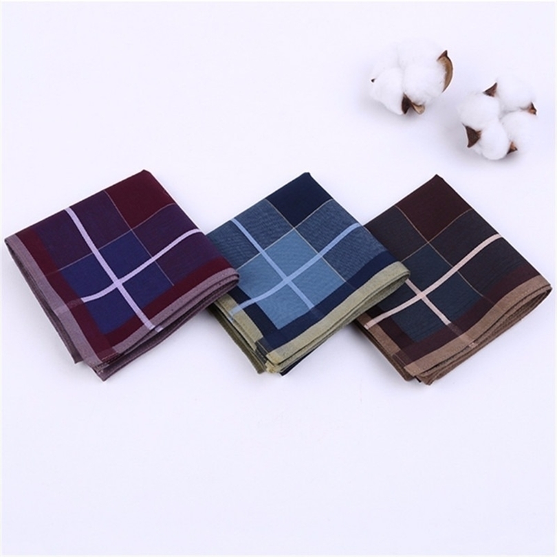 1pcs Dark Colorful Cotton Handkerchiefs Woven Printing Plaid Pocket Square Mens Casual Streak Square Pockets Handkerchief Towels T200618