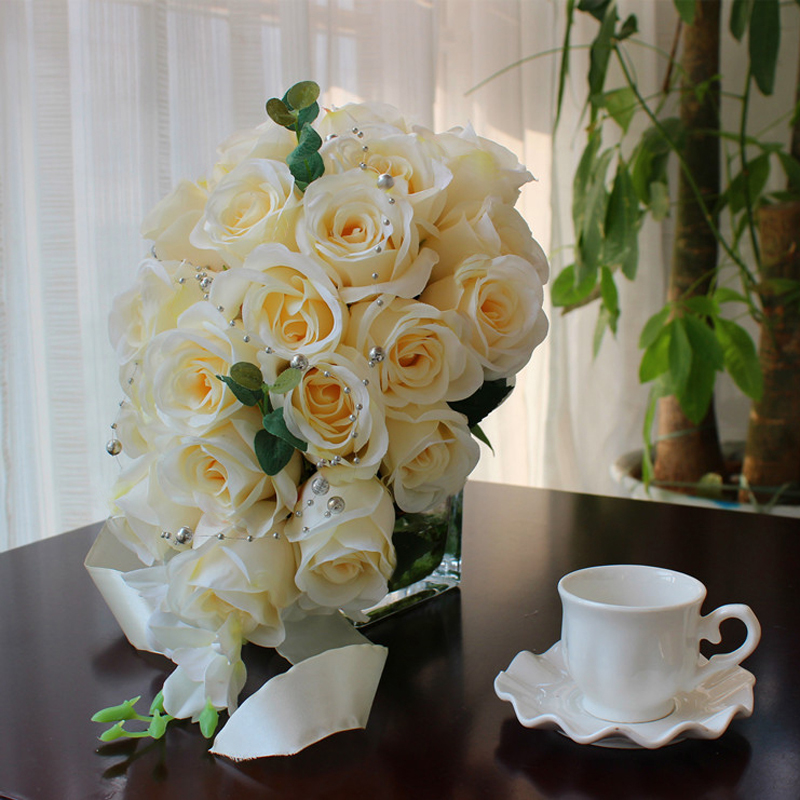 perfectlifeoh pearl flower for the bride Bridal Bridesmaids Waterfall Bouquet bouquet mariage