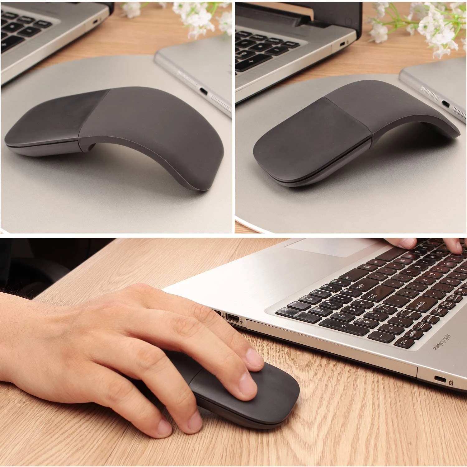 

Bluetooth Arc Touch Mouse Portable Wireless Foldable Silent Mouse Slim Mini Computer Optical Mice for Laptop Tablet Mac iPad