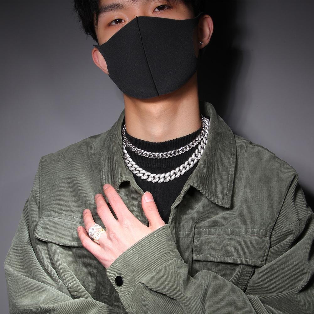 Full Diamond Cuban Link Chain Mens Gold Iced Out Chains Necklace Hip Hop Jewelry 14mm 3D Fashion Thick Heavy Necklace bracelet