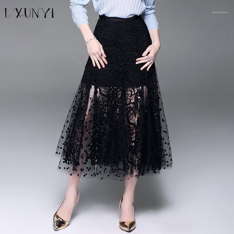 Skirts Elegant Lace Skirt Women Long High Waist Hollow Out Ladies Zipper Solid Black Female Faldas Mujer Moda 2022
Skirts Elegant Lace Skirt Women Long High Waist Hollow Out Ladies Zipper Solid Black Female Faldas Mujer Moda 2022