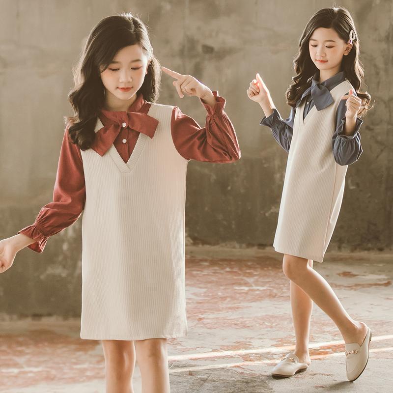 Girl's Dresses Long Sleeve Fake Two For Girls 3-13 Years Old Spring And Autumn Kids Clothes Solid Bow Straight Casual Dress, Gray
Girl's Dresses Long Sleeve Fake Two For Girls 3-13 Years Old Spring And Autumn Kids Clothes Solid Bow Straight Casual Dress, Gray