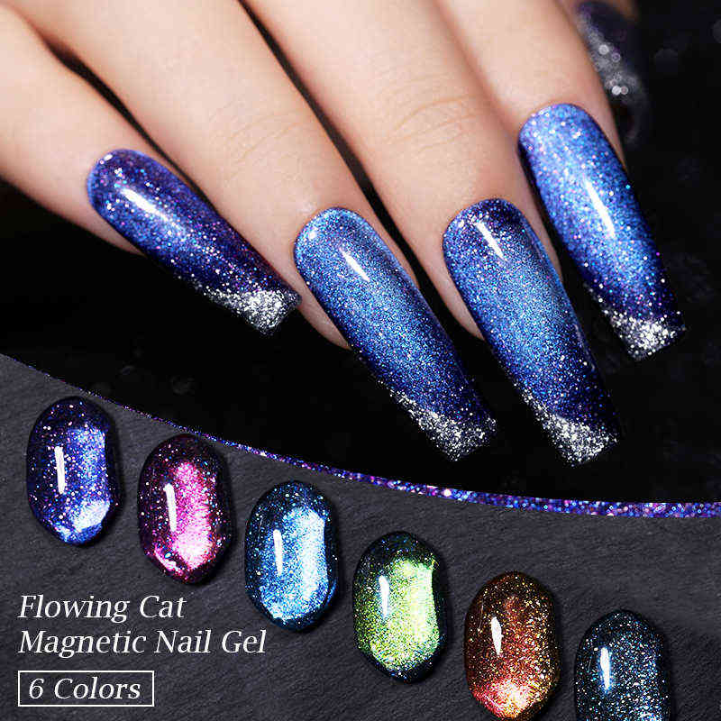 Nail Gel Toy Lilycute 7ml Flowing Cat Magnetic Polish Semi Permanent Glitter Soak Off Uv Art Varnish 0328