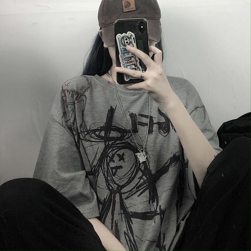Gothic Vintage Preppy T Shirt Women Clothing T-shirt Clothes Streetwear Harajuku High Street Tops Summer Tshirt 220321