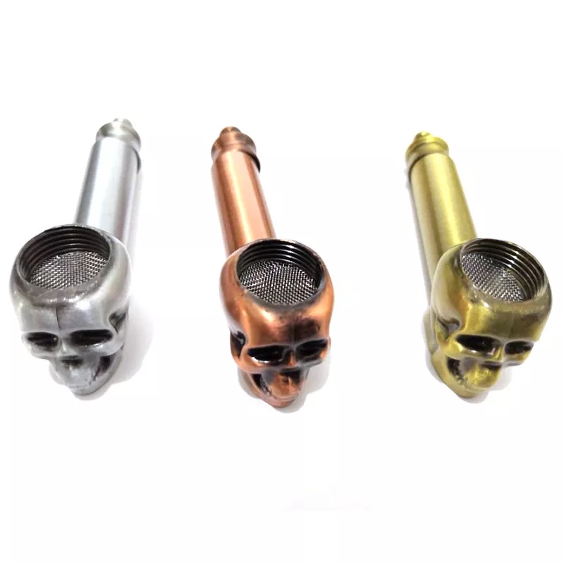 88mm brass, Silver Grey Bronze Three Color Zinc Alloy Skull Metal Smoking Accessories Dry Herb Smoking Pipes Tobacco Herb Pipe With Mesh Screen Filter Blunt Holder
88mm brass, Silver Grey Bronze Three Color Zinc Alloy Skull Metal Smoking Accessories Dry Herb Smoking Pipes Tobacco Herb Pipe With Mesh Screen Filter Blunt Holder