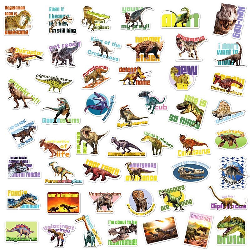 50 Piece Dinosaurs graffiti Children Sticker Phone Laptop Skateboard Car Stickers Pack for Luggage Guitar Helmet Water cup Sticker