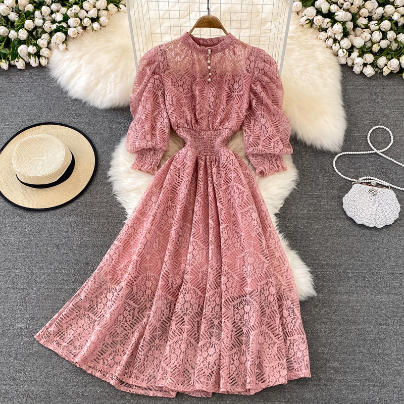 Vintage Women Lace Dress Spring Summer Elegant Stand Collar Puff Sleeve High Waist Party Vestidos Female Runway Robe 2022 New, Same as picture
Vintage Women Lace Dress Spring Summer Elegant Stand Collar Puff Sleeve High Waist Party Vestidos Female Runway Robe 2022 New, Same as picture
