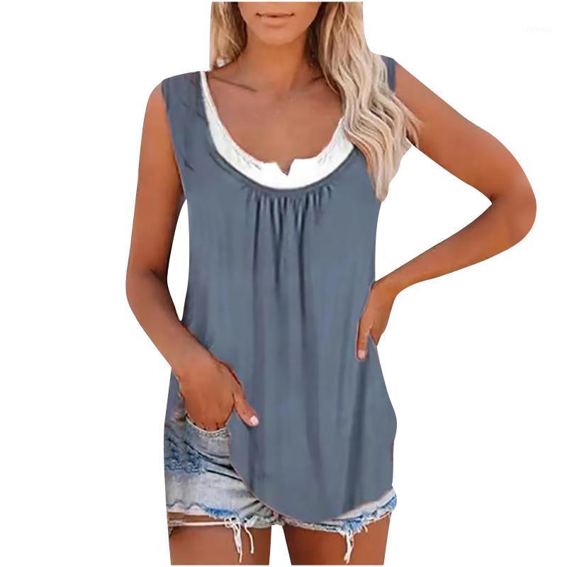 Women' T-Shirt Summer Sleeveless Tops Fashion T Shirt Casual Loose Color Matching Fake Two-piece Vest Splicing Classic Tee, Sky blue
Women' T-Shirt Summer Sleeveless Tops Fashion T Shirt Casual Loose Color Matching Fake Two-piece Vest Splicing Classic Tee, Sky blue