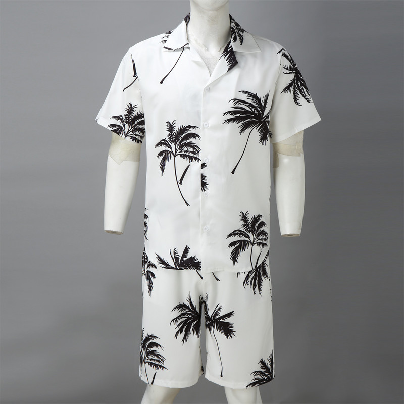 Summer Hawaii Trend Print Sets Men Shorts Shirt Clothing Set Casual Palm Tree Floral Beach Short Sleeve Suit 220615