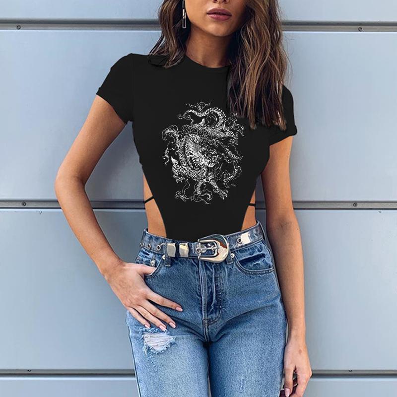 Women' Two Piece Pants Women Black Fashion Sexy Dragon Letter Sleeved Bodysuits Casual Skinny O-neck One Body TopsWomen, White01
Women' Two Piece Pants Women Black Fashion Sexy Dragon Letter Sleeved Bodysuits Casual Skinny O-neck One Body TopsWomen, White01