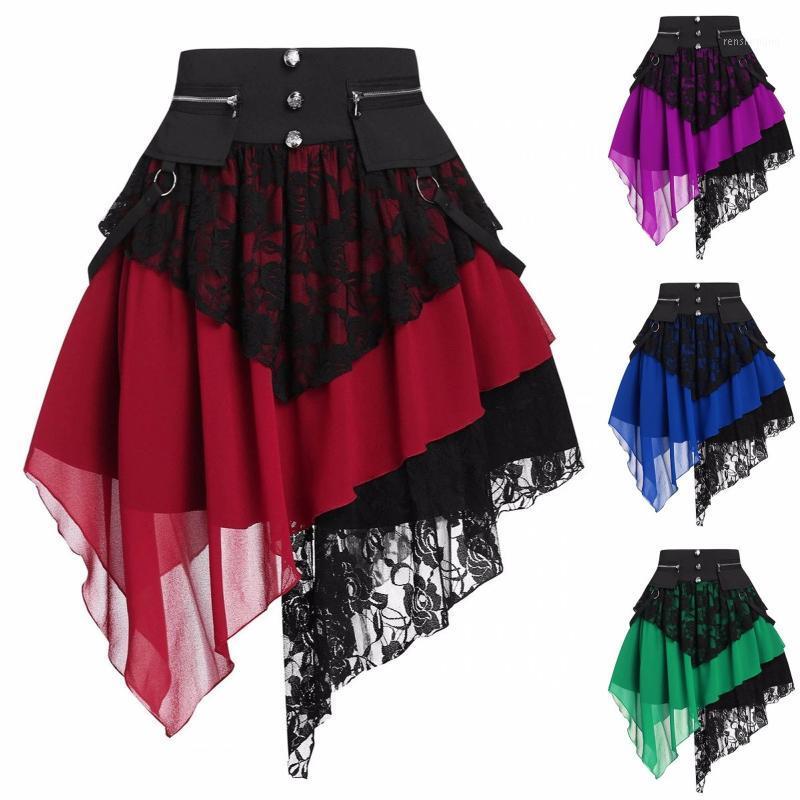 Skirts Sexy Women' High Waist A-line Pleated Mini Short Skirt Lace Stitching Zipper Button Irregular Retro Party Costume Faldas Mujer, Purple
Skirts Sexy Women' High Waist A-line Pleated Mini Short Skirt Lace Stitching Zipper Button Irregular Retro Party Costume Faldas Mujer, Purple