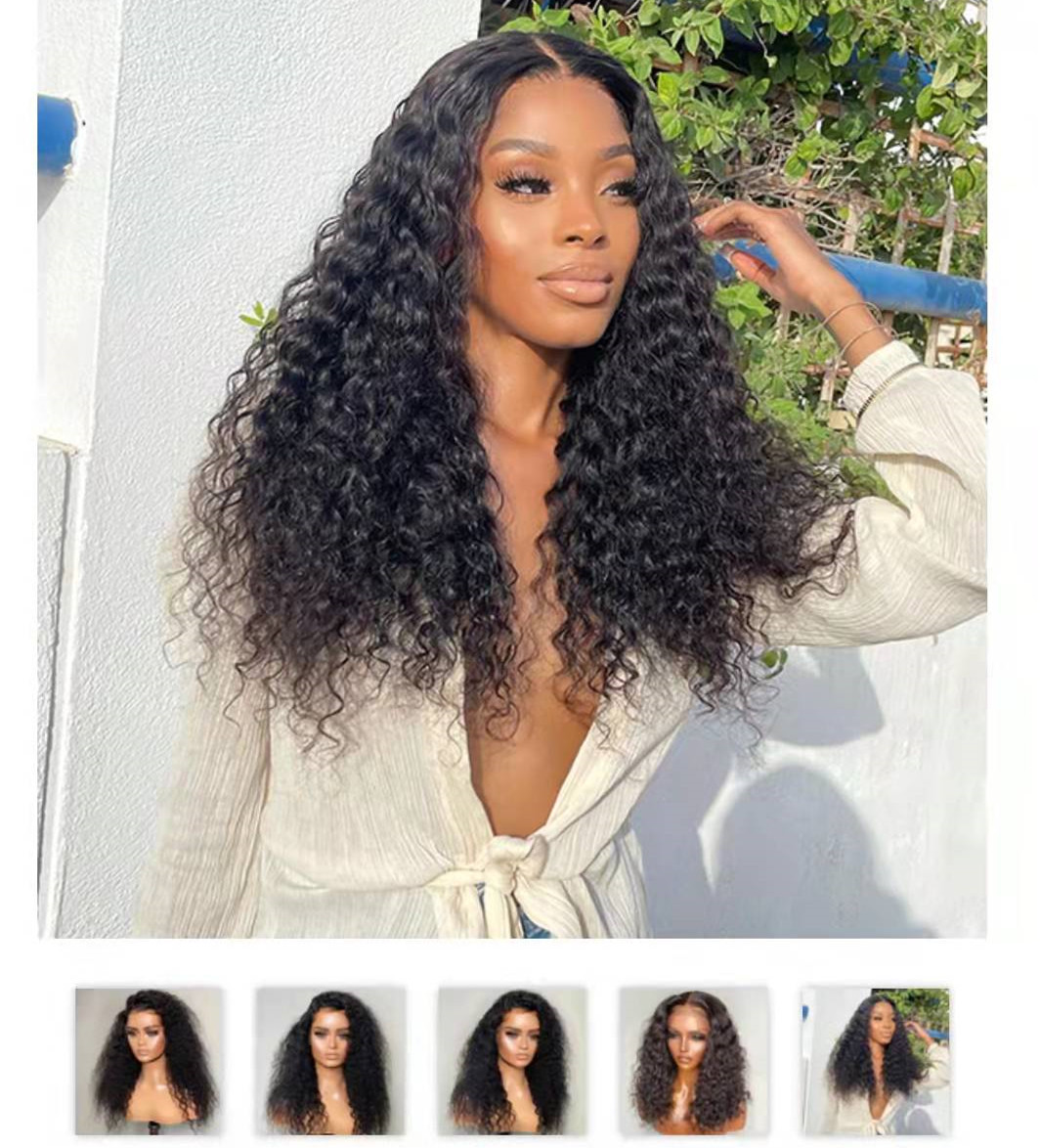 Invisible Real hd Transparent lace water wave 13x4 frontal lace wig pre plucked curly natural human hair 150% density