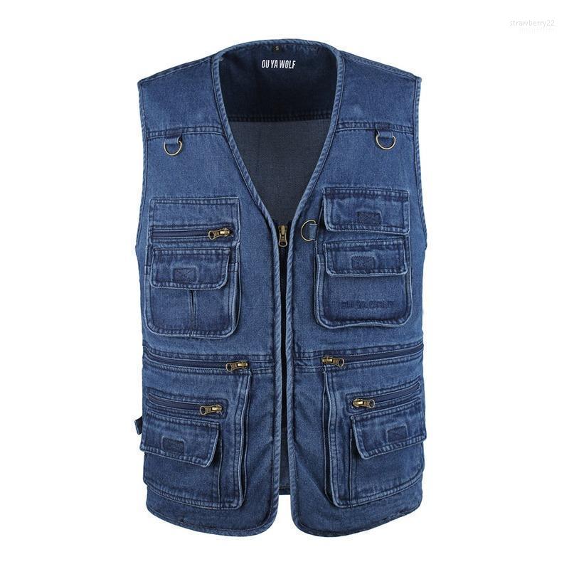 Men' Vests Men Vest Cotton Sleeveless Jackets Blue Casual Fishing With Many Pockets Plus Size Outdoors Waistcoat Male Stra22
Men' Vests Men Vest Cotton Sleeveless Jackets Blue Casual Fishing With Many Pockets Plus Size Outdoors Waistcoat Male Stra22