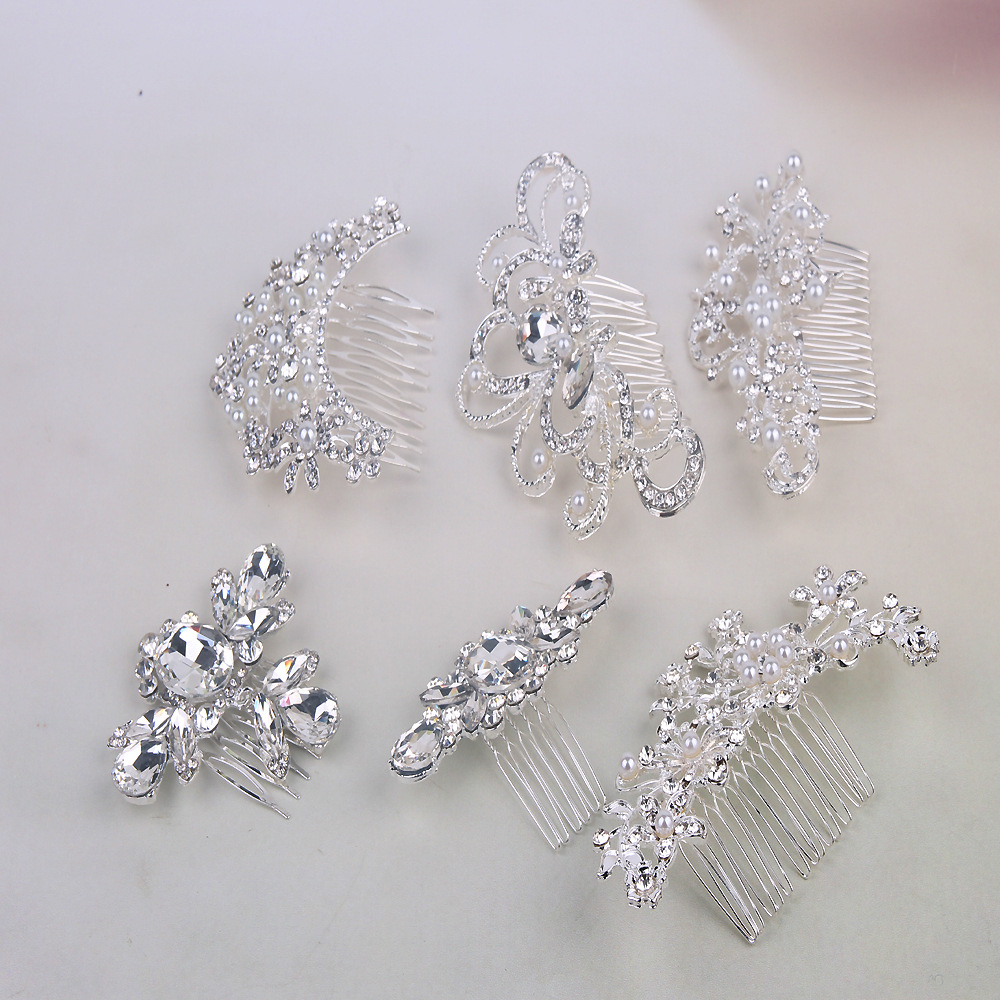 Fashion Headpieces Bridal Wedding Tiaras Stunning Rhinestone Fine Comb Bridal Jewelry Accessories Crystal Pearl Hair Brush