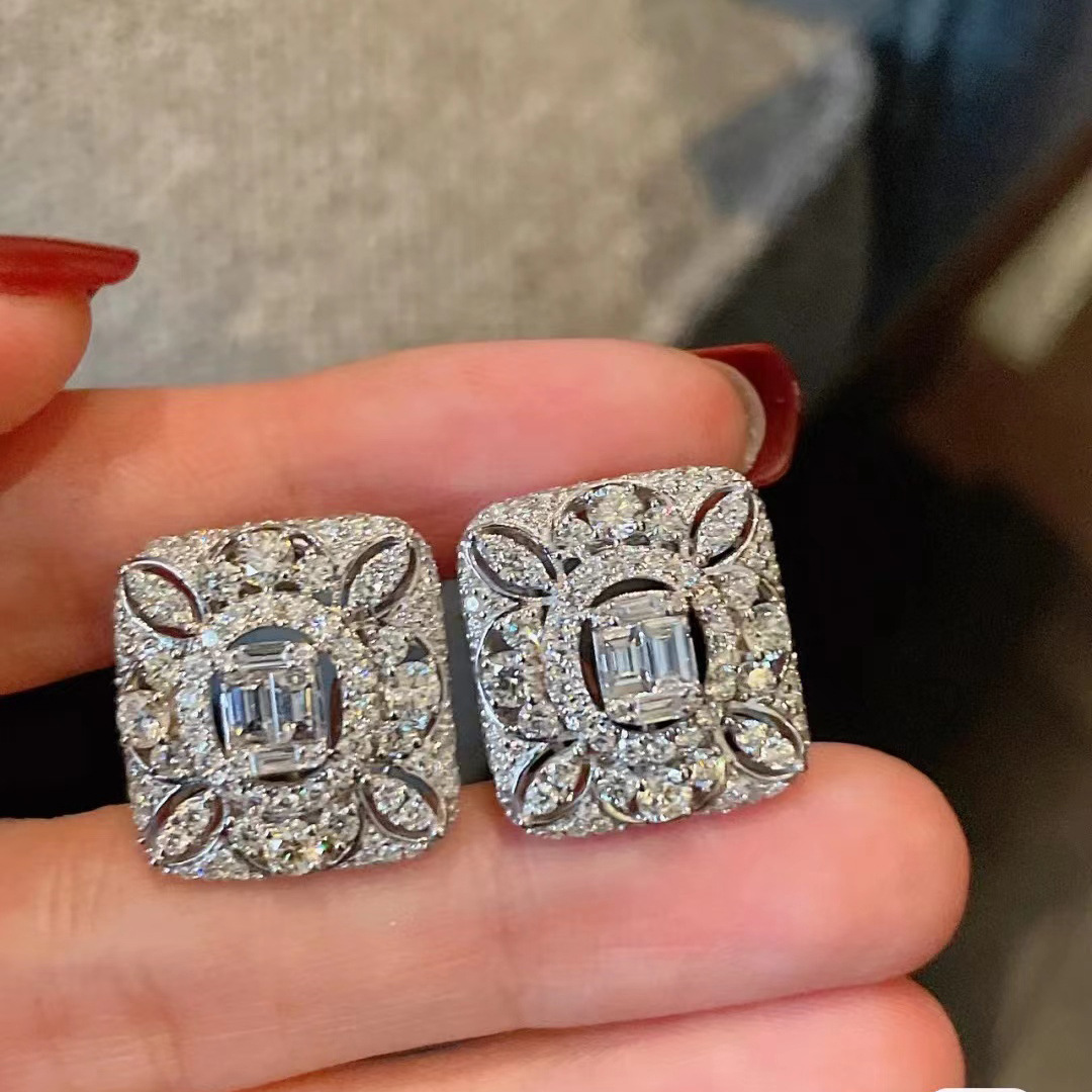 2024 Top Stud Earrings: Sterg Sier Princess Cut White Topaz Gemstone Party Jewelry