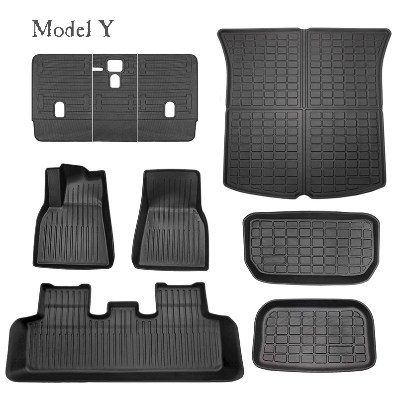 Full Sets TPE Frunk Trunk Floor Seat Mat For Tesla Model Y Cargo Liners Car Boot Mat Foot Carpet Seat Back Protector