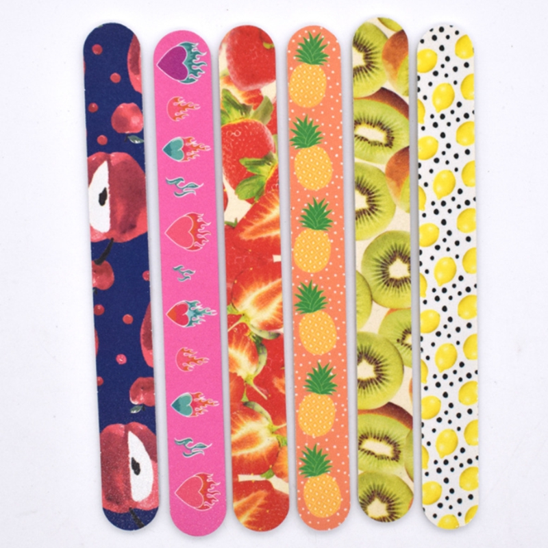 Fruit print Nail File Buffer Sanding Washable Manicure Tool Nail Art Polish Sandpaper Strip Bar Polishing