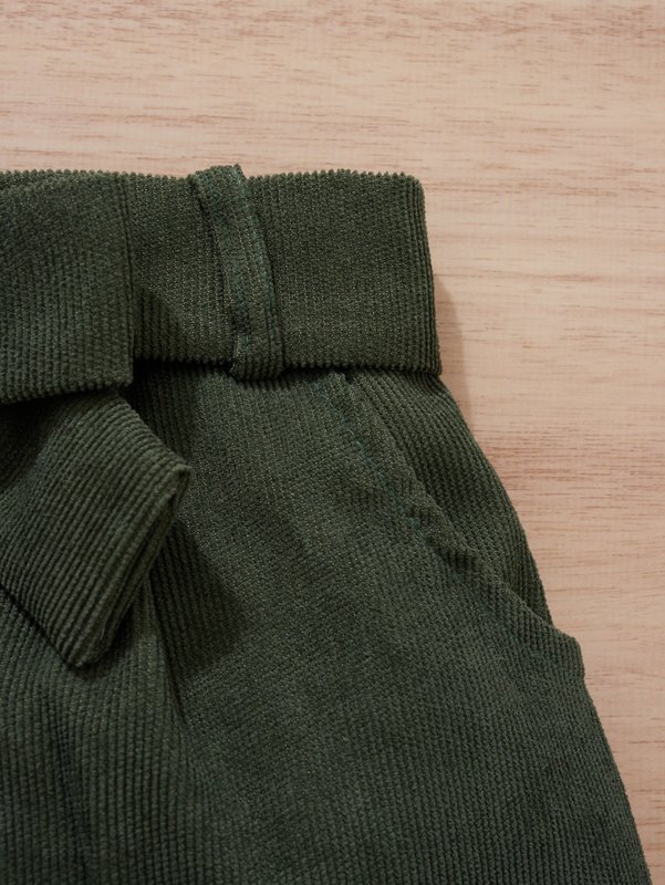 Toddler Girls Rib Knit Ruffle Trim Top & Belted Skirt SHE