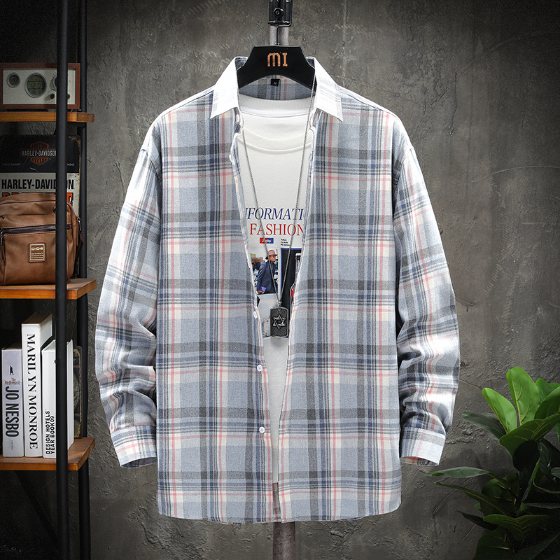 Plaid shirt Men long Sleeve Shirt Casual Social Slim male Cotton Mens Dress s 4XL 5XL Legible 220322