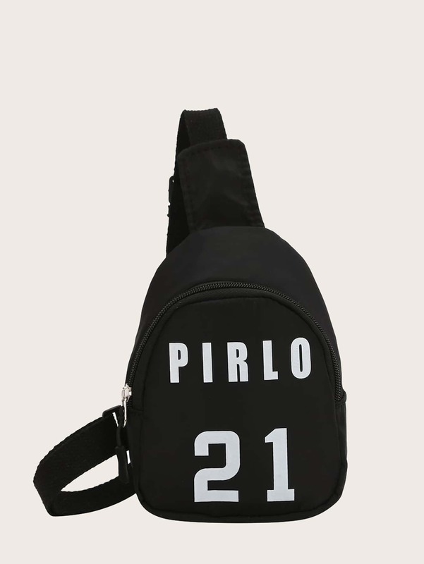 Kids Number & Letter Graphic Sling Bag SHE