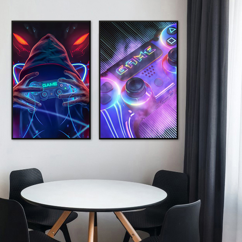 Play Game Canvas Painting Colorful Gamepad Posters and Prints Trendy Wall Art Gaming Room Boy's Bedroom Decorative Pictures