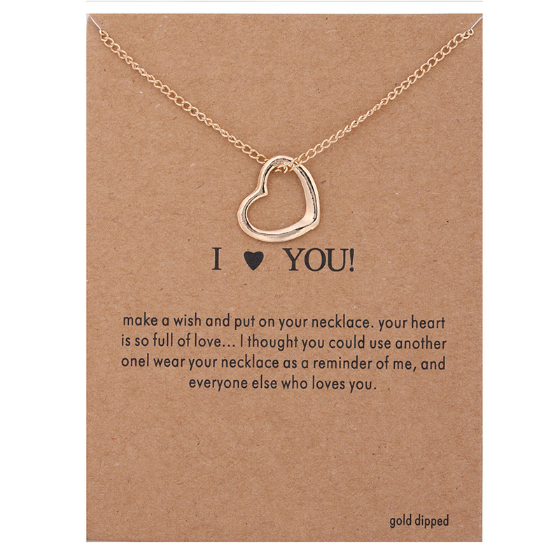 Dogeared Necklace With Gift card I Love You Heart Pendant For women Gold Color Link Fashion Jewelry Gift