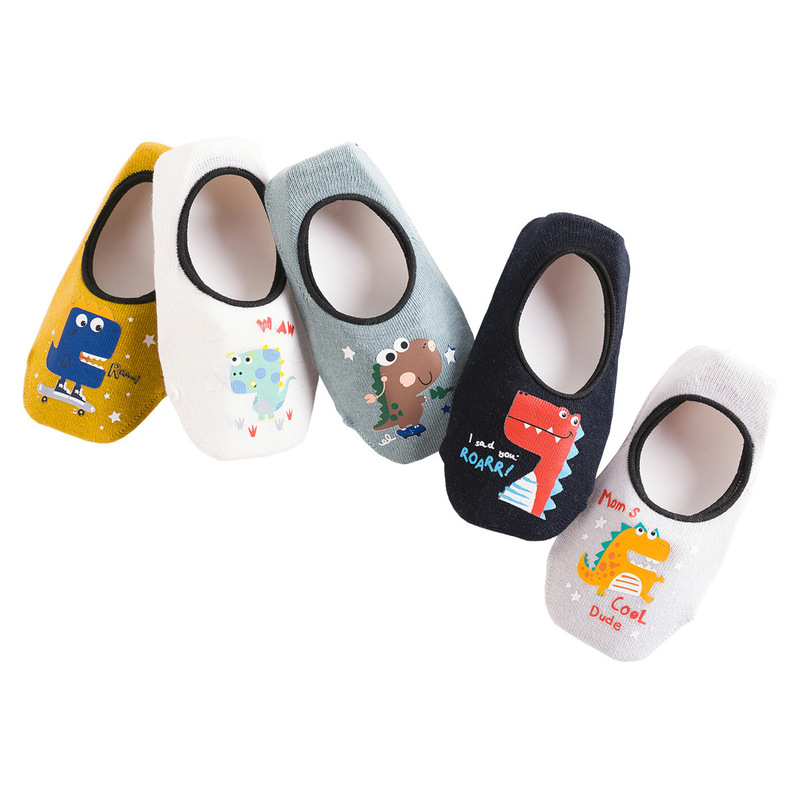 5 Pairs /set Baby Boy Ankle Socks Cotton Toddler Anti-slip Sock Lovely Cartoon Animals Kids sock Fashion 1-6Years Summer 220512