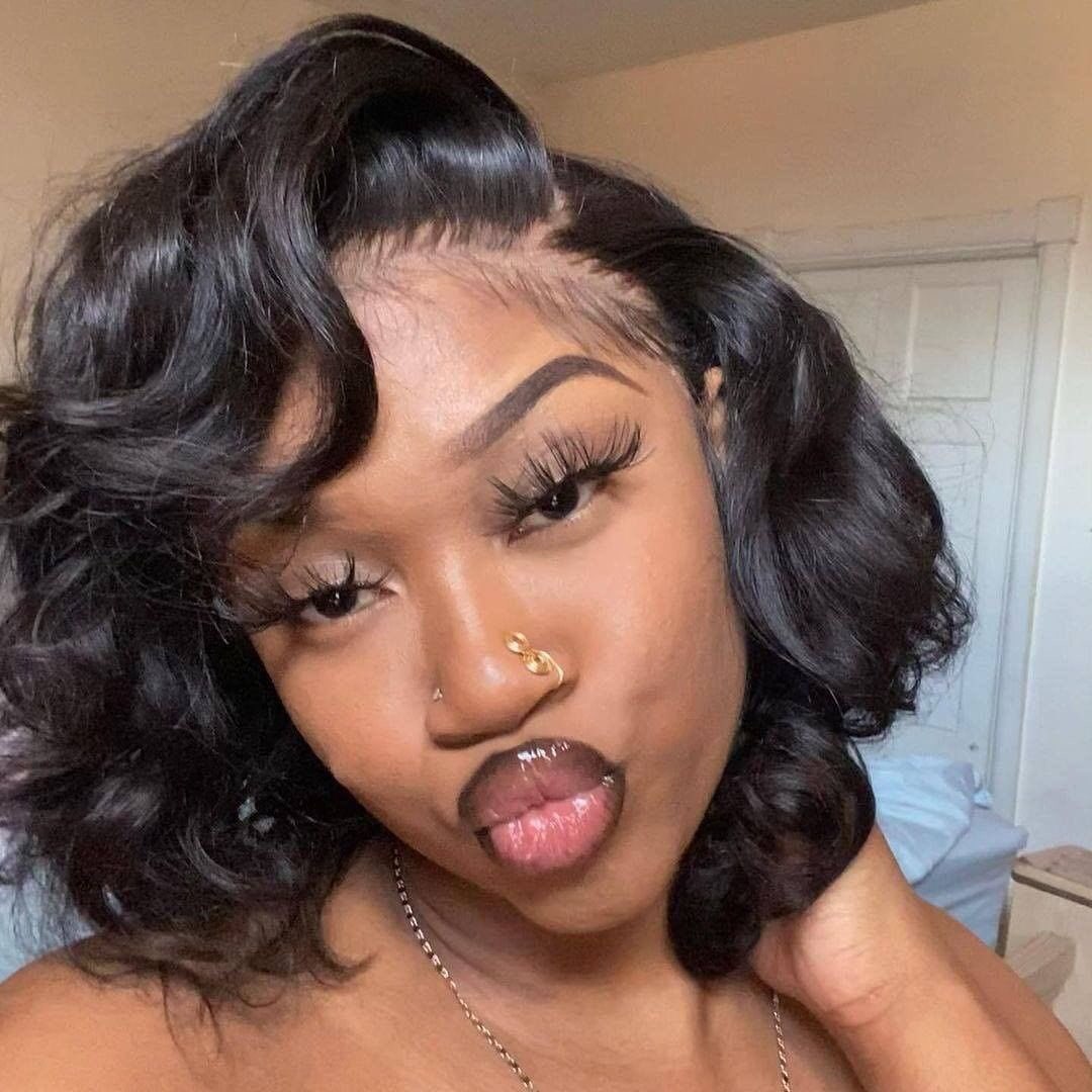 Human Hair Wigs Short Bob Wig For Black Women Brazilian Pre Plucked With Baby Hair Body Wave