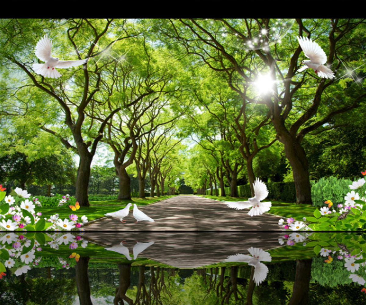 Customize any size wallpaper mural HD panoramic forest scenery living room background hotel wall