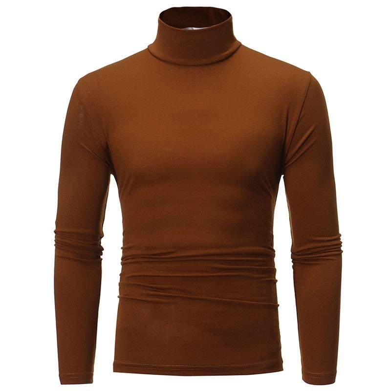 Men s Solid Color Turtleneck Shirts Male Slim Fit Long Sleeve Black White Men tshirt ops M 3XL 220714