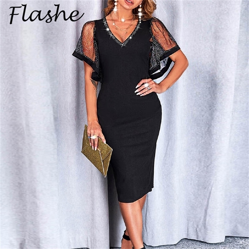 Short Sleeve Party Dress Women Elegant V Neck Mesh Diamond Stitching Office Casual Femme Bodycon 220613, Black
Short Sleeve Party Dress Women Elegant V Neck Mesh Diamond Stitching Office Casual Femme Bodycon 220613, Black