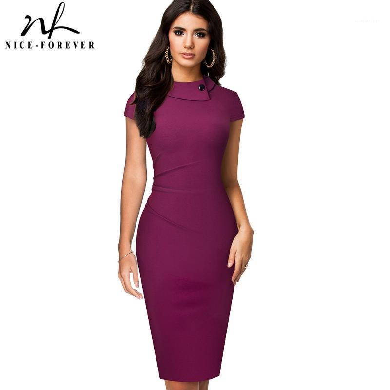 Nice-forever Vintage Elegant Pure Color With Button Office Work Vestidos Business Formal Bodycon Women Pencil Dress B574, Black
Nice-forever Vintage Elegant Pure Color With Button Office Work Vestidos Business Formal Bodycon Women Pencil Dress B574, Black
