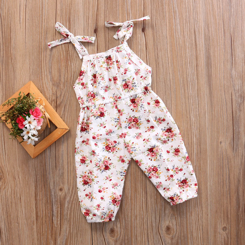 Wholesale born Infant Baby Girl Floral Print Romper Sleeveless Jumpsuit Outfits Sunsuit Toddler Girl Summer Clothes 220707