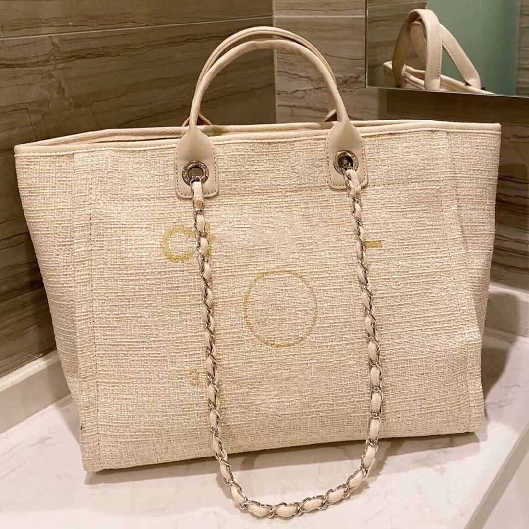7A Women Luxury Handbags Designer Beach Bag Top Quality Fashion Knitting Purse Shoulder Large Tote With Chain Canvas Shopping bag