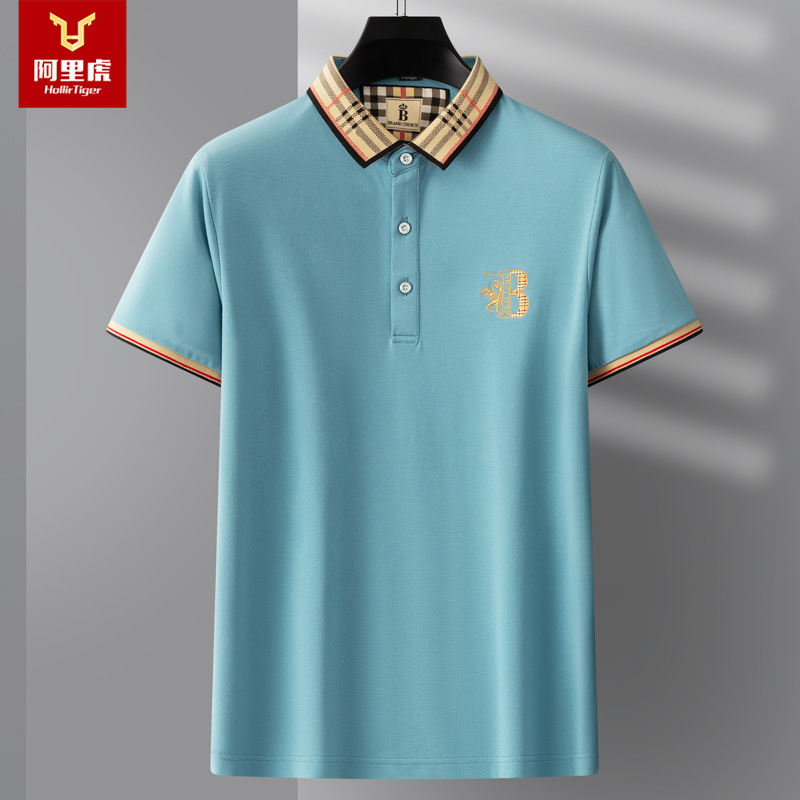 Mens Summer t shirtSpot Embroidery Solid Color Shortsleeved Casual Fashion Business Polo Shirt 220615